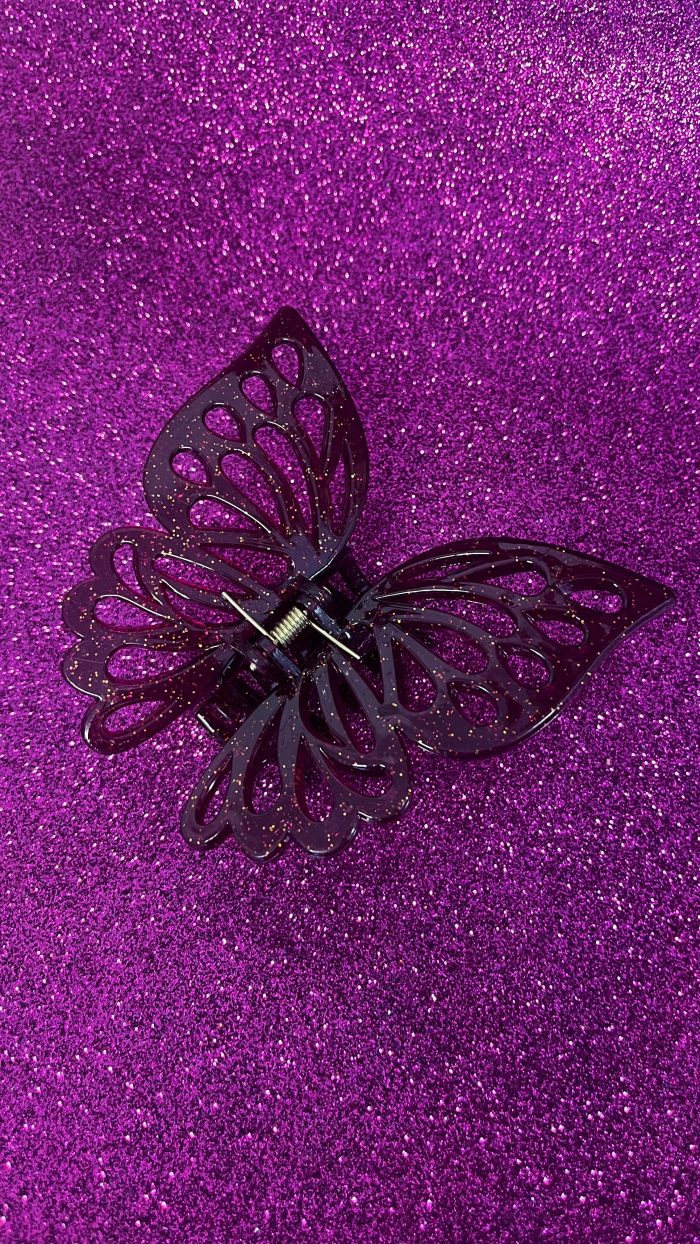 presilha de borboleta marsala com glitter